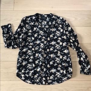 The Kooples Black Floral Button Up Blouse (Size L)